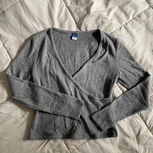Gray Wrap-Front Women's Sweater